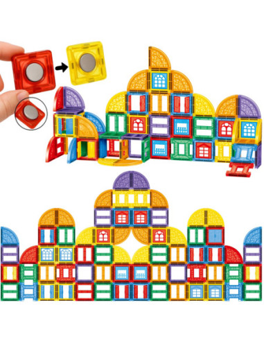 WOOPIE Klocki Magnetyczne Konstrukcyjne 3D Zestaw Edukacyjny Zamek 100el.