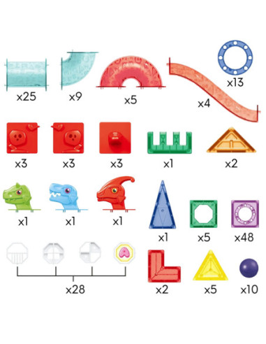 WOOPIE Klocki Magnetyczne Konstrukcyjne 3D Zestaw Edukacyjny Tor Kulkowy 170el.