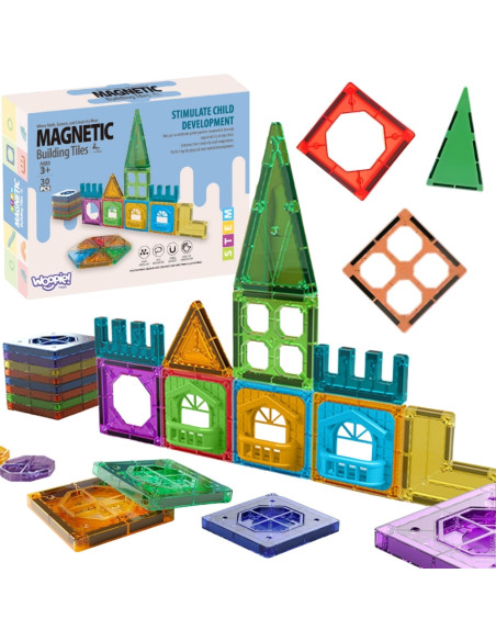 WOOPIE Klocki Magnetyczne Konstrukcyjne 3D Zestaw Edukacyjny Zamek 30el.