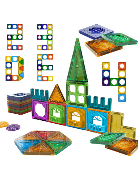 WOOPIE Klocki Magnetyczne Konstrukcyjne 3D Zestaw Edukacyjny Zamek 30el.