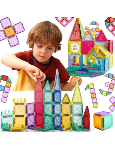 WOOPIE Klocki Magnetyczne Konstrukcyjne 3D Zestaw Edukacyjny Zamek Pojazdy110el..