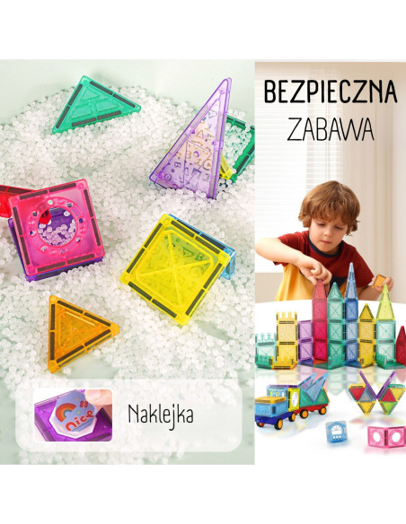 WOOPIE Klocki Magnetyczne Konstrukcyjne 3D Zestaw Edukacyjny Zamek Pojazdy110el..