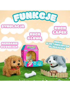 WOOPIE Piesek Interaktywny Pluszowy z Kością Pudel Husky 2