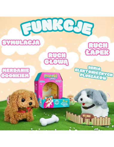 WOOPIE Piesek Interaktywny Pluszowy z Kością Pudel Husky