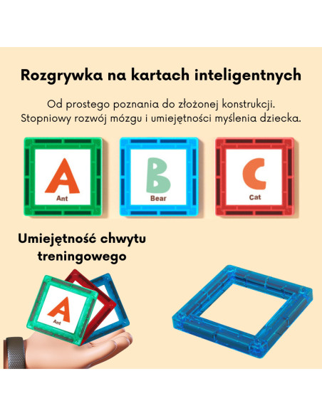 WOOPIE Przestrzenne Klocki Magnetyczne Nauka Liter 70 Elementów