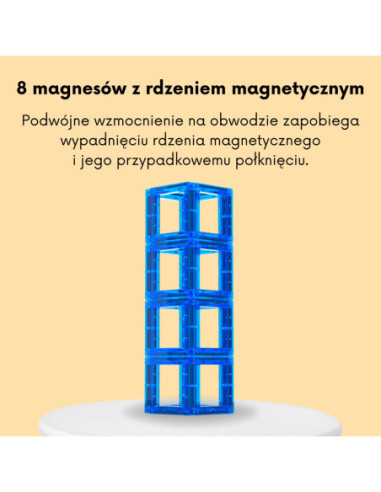 WOOPIE Przestrzenne Klocki Magnetyczne Nauka Liter 70 Elementów