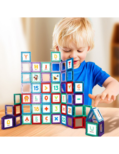 WOOPIE Przestrzenne Klocki Magnetyczne Nauka Liter 70 Elementów