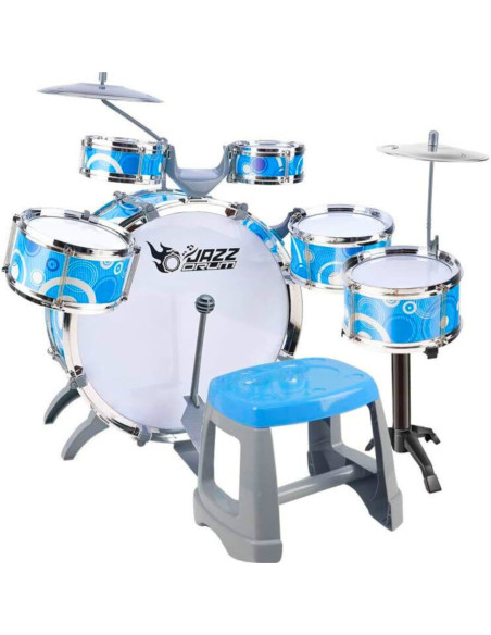 WOOPIE Perkusja Dla Dzieci Niebieska 6 Bębnów 2 Talerze