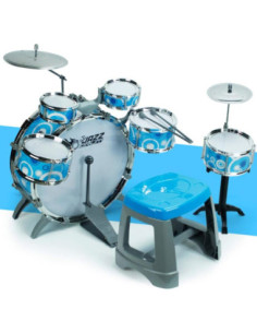 WOOPIE Perkusja Dla Dzieci Niebieska 6 Bębnów 2 Talerze 2