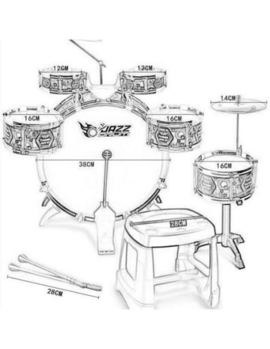 WOOPIE Perkusja Dla Dzieci Niebieska 6 Bębnów 2 Talerze