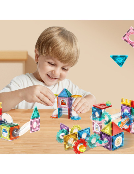 WOOPIE Klocki Magnetyczne Konstrukcyjne 3D Zestaw Edukacyjny Tor Kulkowy 126el.el.