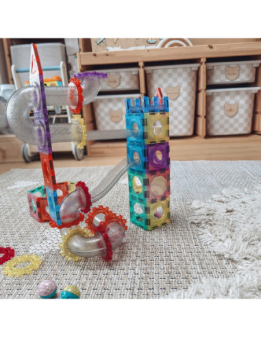 WOOPIE Klocki Magnetyczne Konstrukcyjne 3D Zestaw Edukacyjny Tor Kulkowy 126el.el.