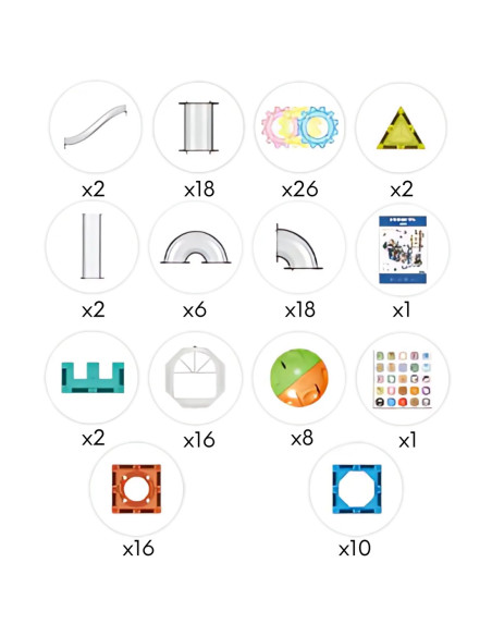 WOOPIE Klocki Magnetyczne Konstrukcyjne 3D Zestaw Edukacyjny Tor Kulkowy 126el.el.