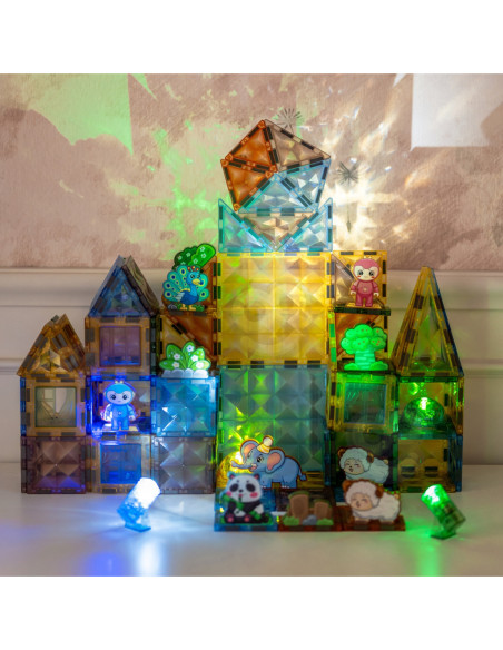 WOOPIE Klocki Magnetyczne Konstrukcyjne Świecące 3D Świat Zwierząt 124el.