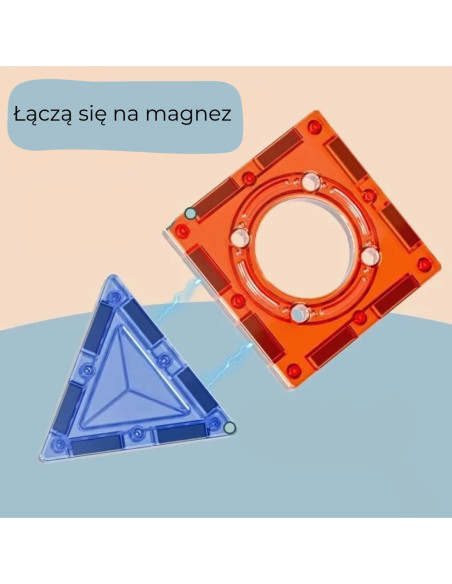 WOOPIE Klocki Magnetyczne Konstrukcyjne 3D Zestaw Edukacyjny Tor Kulkowy 113 el.