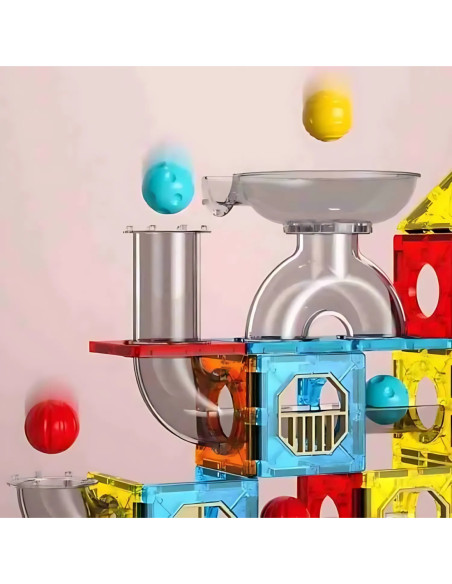 WOOPIE Klocki Magnetyczne Konstrukcyjne 3D Zestaw Edukacyjny Tor Kulkowy 113 el.