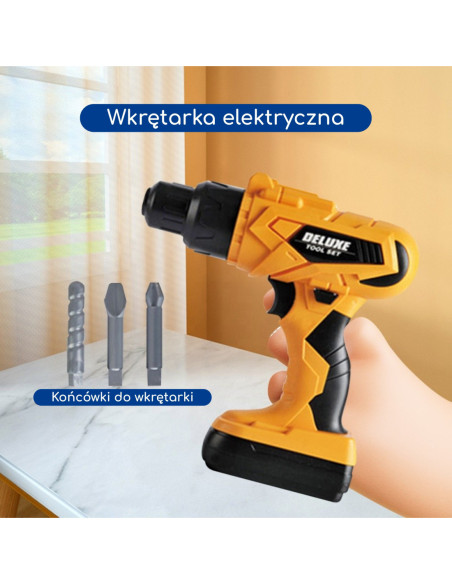 WOOPIE Zestaw Narzędzi Małego Majsterkowicza z Wkrętarką w Walizce 39el.