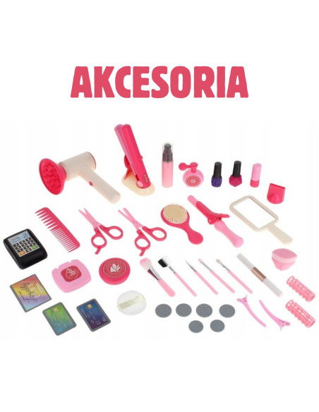 WOOPIE Salon Fryzjerski Kosmetyczka w Kuferku 2w1 43 el.