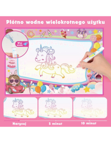 WOOPIE Mata Wodna do Malowania 2w1 XXL 100x70cm Świeci w Ciemności