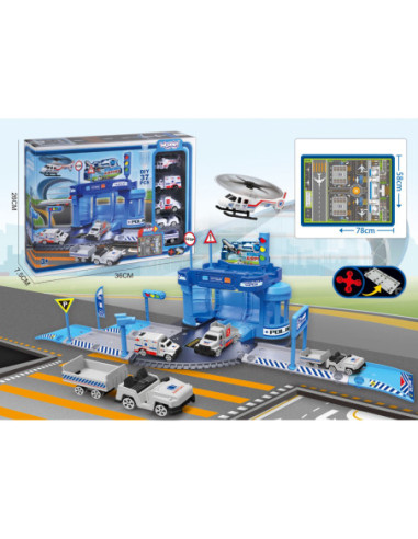 WOOPIE Zestaw Parking z Autami i Lądowiskiem dla Helikoptera 37el.