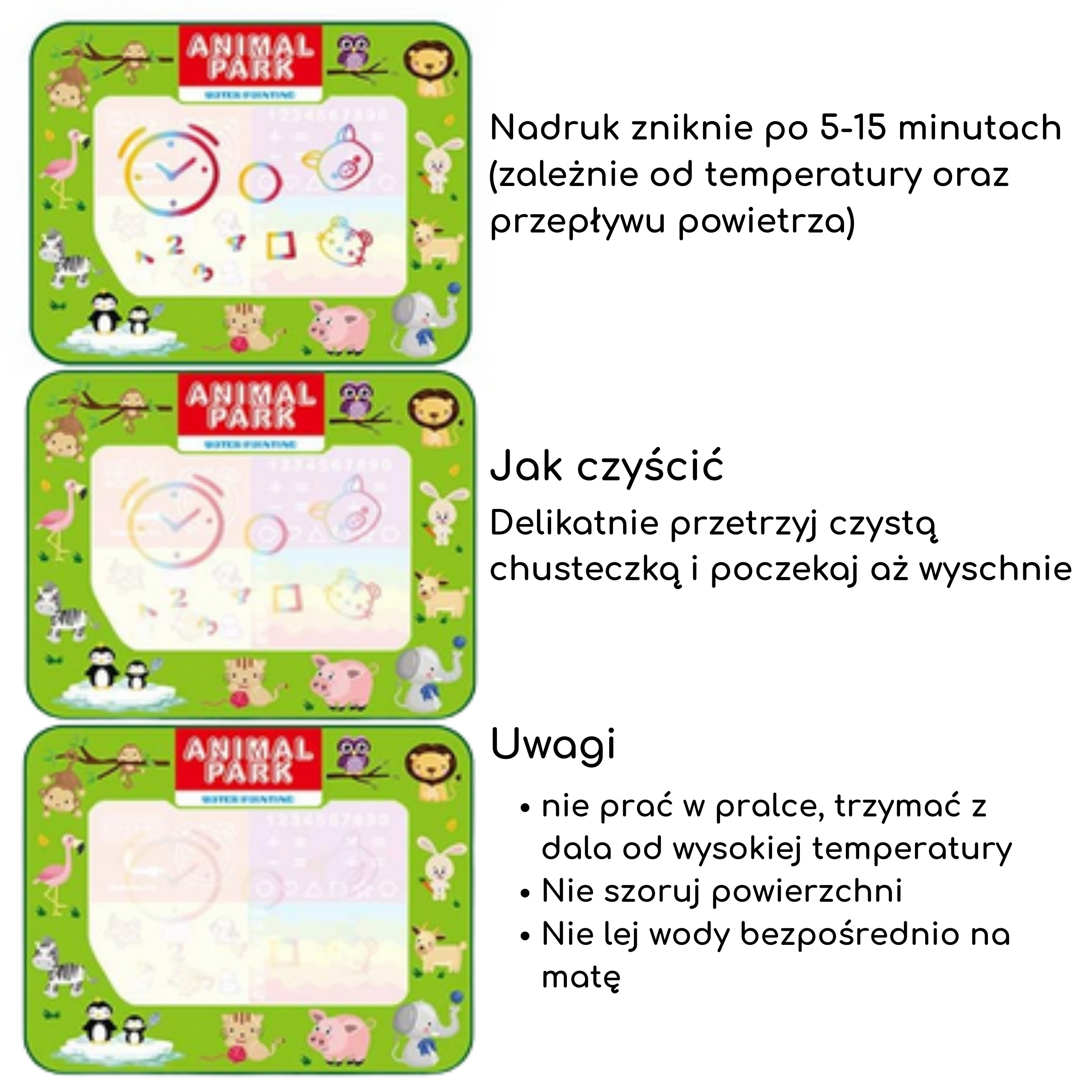 Mata wodna do malowania 2w1 xxl dwustronna zwierzęta - 15 z 18