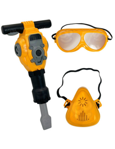 WOOPIE Zestaw Narzędzi Małego Majsterkowicza Gogle Kask Młot Pneumatyczny 21el.