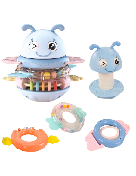 WOOPIE Wańka Wstańka Zabawka Sensoryczna 2w1 Grzechotka Gryzak