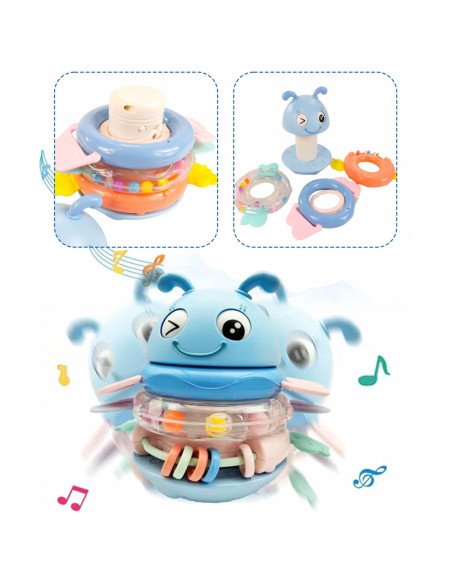 WOOPIE Wańka Wstańka Zabawka Sensoryczna 2w1 Grzechotka Gryzak