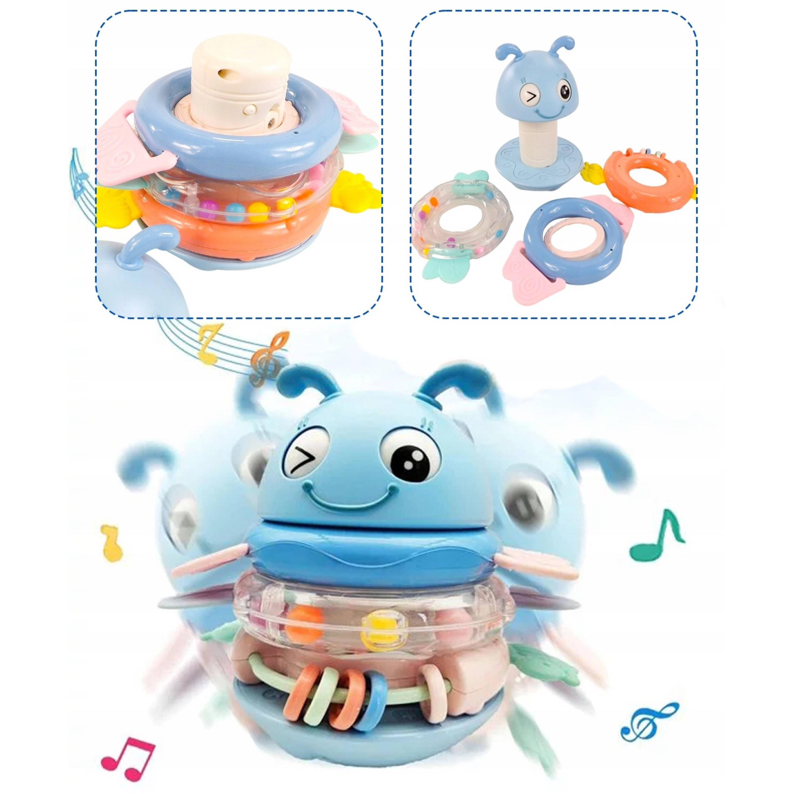 Pszczółka Sensoryczna 2w1 - Grzechotka Gryzak - 9 z 10