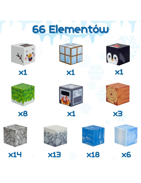 WOOPIE Klocki Magnetyczne Konstrukcyjne Zimowy Świat klocków