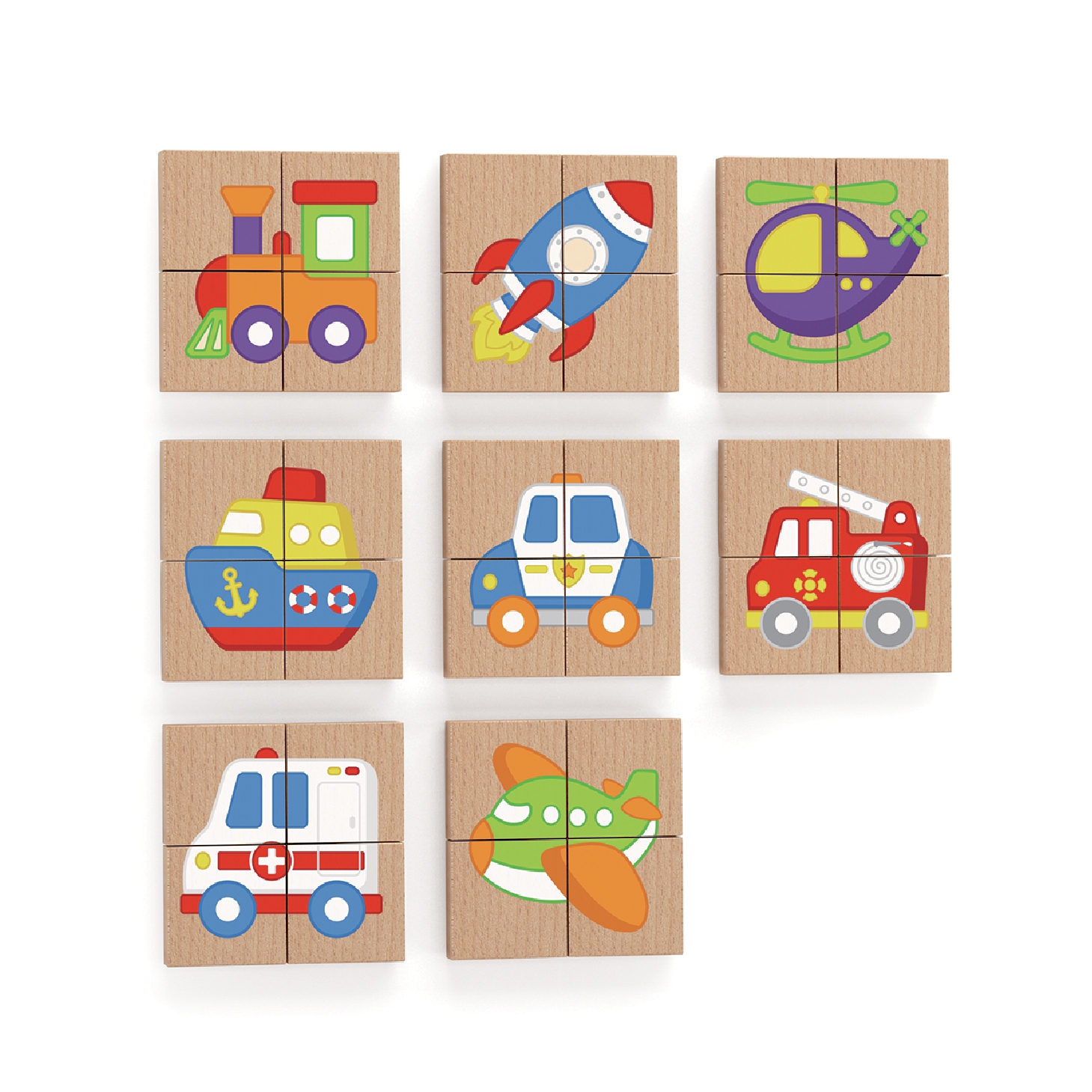 Układanka drewniana puzzle magnetyczne - pojazdy certyfikat fsc
