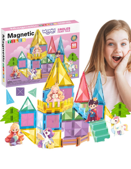 WOOPIE Klocki Magnetyczne Konstrukcyjne 3D Zestaw Edukacyjny Bajkowy Zamek 55el.