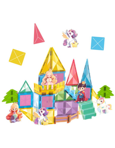 WOOPIE Klocki Magnetyczne Konstrukcyjne 3D Zestaw Edukacyjny Bajkowy Zamek 55el.