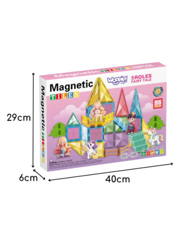 WOOPIE Klocki Magnetyczne Konstrukcyjne 3D Zestaw Edukacyjny Bajkowy Zamek 55el.