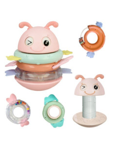 WOOPIE Wańka Wstańka Zabawka Sensoryczna 2w1 Grzechotka Gryzak Żółta 2