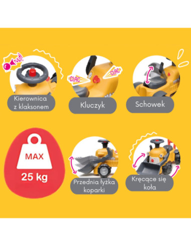 FALK Chodzik Jeździk Koparka Marcel 2w1