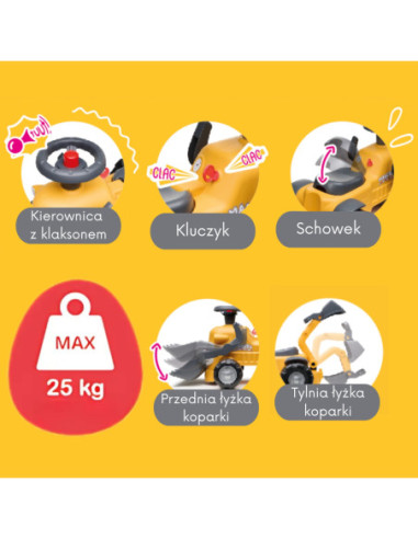 FALK Chodzik Jeździk Koparka Marcel z Przyczepką