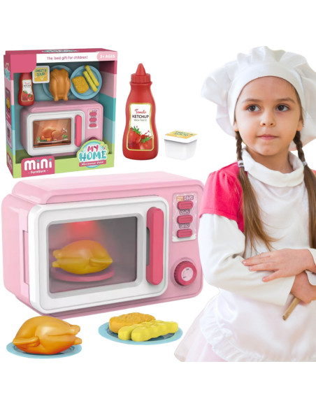 WOOPIE Różowa Kuchenka Mikrofalowa z Kurczakiem