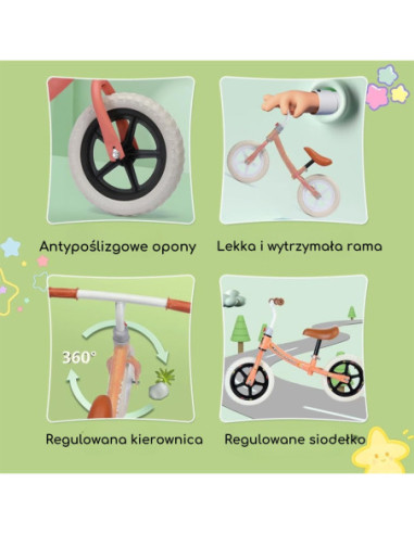 WOOPIE Rowerek Biegowych Dziecięcy Pomarańczowy – Lekki