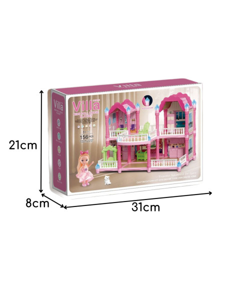 WOOPIE Domek Dla Lalek Willa Ogrodowa 156el.