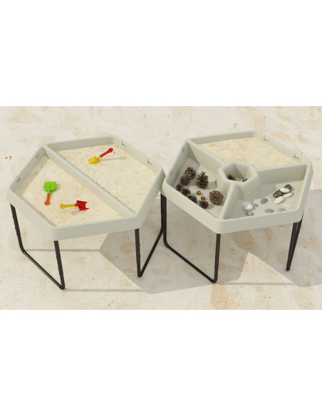 MASTERKIDZ Sześciokątny Stolik z Trzema Przegrodami Do Zabawy Piaskiem i Wodą