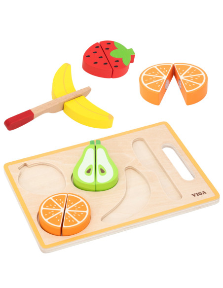 VIGA Drewniana Układanka Edukacyjna Montessori Owoce do Krojenia