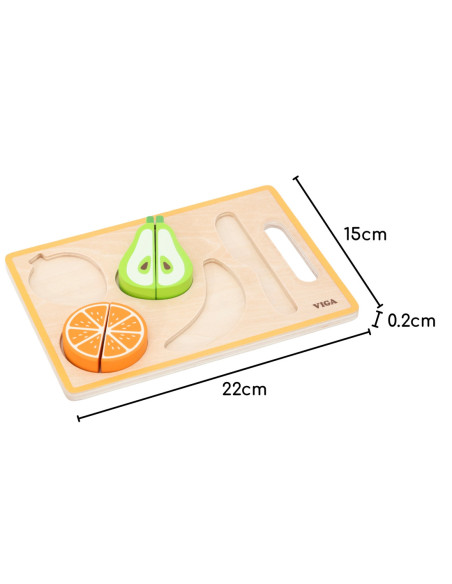 VIGA Drewniana Układanka Edukacyjna Montessori Owoce do Krojenia
