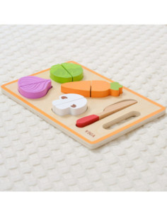 VIGA Drewniana Układanka Edukacyjna Montessori Warzywa do Krojenia 2