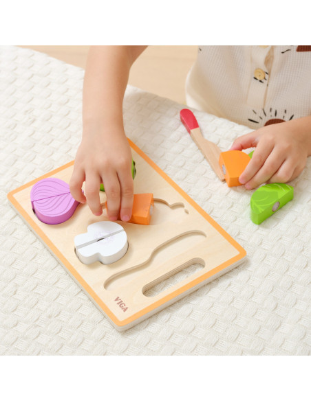 VIGA Drewniana Układanka Edukacyjna Montessori Warzywa do Krojenia