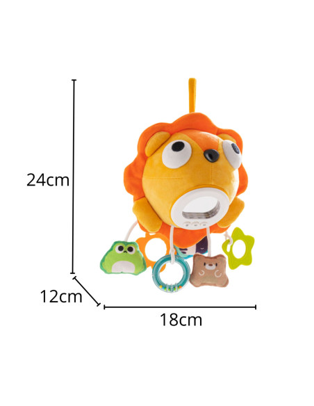 WOOPIE Pluszowy Lew Maskotka Interaktywna Przytulanka Muzyczna z Zawieszkami i Gryzakami