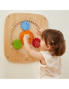 VIGA Drewniana Tablica z Kolorowymi Kołami Zębatymi 2