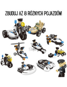 WOOPIE kaladėlės iš policijos transporto priemonių, 8 Woopie modeliai 2