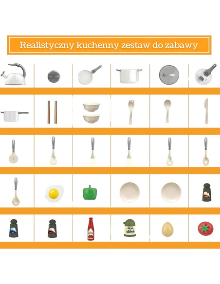 WOOPIE Zestaw Małego Kucharza Garnki Patelnia Czajnik Biały 32el.