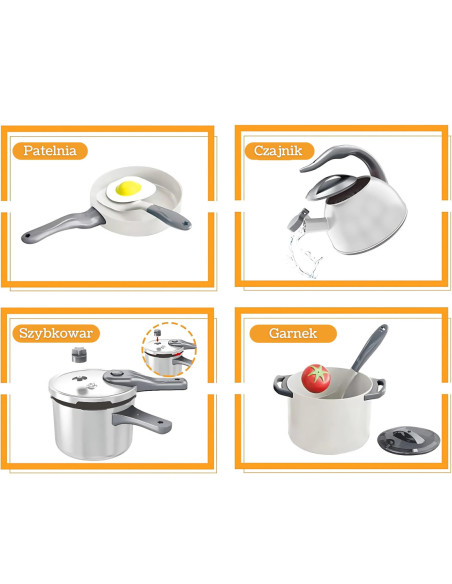 WOOPIE Zestaw Małego Kucharza Garnki Patelnia Czajnik Biały 32el.